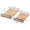 imageDeco 79 Aluminum Metal Living Room Decor Tray Leaf Ottoman Tray Set of 2 Serving Tray 27quot 18quotW SilverBrown