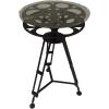 imageDeco 79 Metal Side End Accent Table Film Reel End Table with Tripod Legs and Glass Top Side Table 15quot x 15quot x 25quot Black