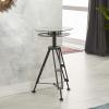 imageDeco 79 Metal Side End Accent Table Film Reel End Table with Tripod Legs and Glass Top Side Table 15quot x 15quot x 25quot Black