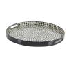imageDeco 79 Mother of Pearl Shell Handmade Living Room Decor Tray Ottoman Tray with Slot Handles Serving Tray 24quot x 24quot x 3quot Black