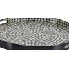 imageDeco 79 Mother of Pearl Shell Handmade Living Room Decor Tray Ottoman Tray with Slot Handles Serving Tray 24quot x 24quot x 3quot Black