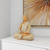 imageDeco 79 Polystone Buddha Decorative Sculpture Meditating Carved Home Decor Statue with Intricate Carvings and Mirrored Embellishments Accent Figurine 14quot x 9quot x 20quot Gold
