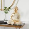 imageDeco 79 Polystone Buddha Decorative Sculpture Meditating Carved Home Decor Statue with Intricate Carvings and Mirrored Embellishments Accent Figurine 14quot x 9quot x 20quot Gold