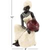 imageDeco 79 Polystone Woman Decorative Sculpture Sitting African Home Decor Statue with Red Water Pot Accent Figurine 6quot x 6quot x 10quot CreamCream