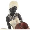 imageDeco 79 Polystone Woman Decorative Sculpture Sitting African Home Decor Statue with Red Water Pot Accent Figurine 6quot x 6quot x 10quot CreamCream