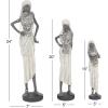 imageDeco 79 Polystone Woman Decorative Sculpture Sitting African Home Decor Statue with Red Water Pot Accent Figurine 6quot x 6quot x 10quot CreamWhite