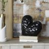 imageDeco 79 Porcelain Ceramic Heart Decorative Sculpture Dimensional Angled Origami Inspired Home Decor Statue Accent Figurine 8quot x 3quot x 8quot GoldBlack