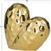 imageDeco 79 Porcelain Ceramic Heart Decorative Sculpture Dimensional Angled Origami Inspired Home Decor Statue Accent Figurine 8quot x 3quot x 8quot GoldGold