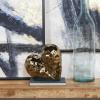 imageDeco 79 Porcelain Ceramic Heart Decorative Sculpture Dimensional Angled Origami Inspired Home Decor Statue Accent Figurine 8quot x 3quot x 8quot GoldRose Gold