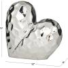imageDeco 79 Porcelain Ceramic Heart Decorative Sculpture Dimensional Angled Origami Inspired Home Decor Statue Accent Figurine 8quot x 3quot x 8quot GoldSilver