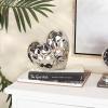 imageDeco 79 Porcelain Ceramic Heart Decorative Sculpture Dimensional Angled Origami Inspired Home Decor Statue Accent Figurine 8quot x 3quot x 8quot GoldSilver