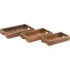 imageDeco 79 Rustic Wood Rectangle Tray Set of 3 14quot 16quot 18quotW BrownNatural Wood Finish  Set of 3