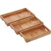 imageDeco 79 Rustic Wood Rectangle Tray Set of 3 14quot 16quot 18quotW BrownNatural Wood Finish  Set of 3