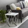imageDeco 79 Stainless Steel Metal Side End Accent Table End Table with Marble Top Side Table 18quot x 18quot x 21quot Silver