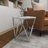 imageDeco 79 Stainless Steel Metal Side End Accent Table End Table with Marble Top Side Table 18quot x 18quot x 21quot Silver