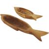 imageDeco 79 Teak Wood Fish Handmade Tray Set of 2 24quot 16quotW Brown232 x 58 x 25