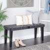 imageDeco 79 Wood Home Bench Woven Entryway Bench Bedroom Bench 45quot x 16quot x 19quot BrownBlack
