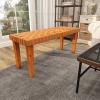 imageDeco 79 Wood Home Bench Woven Entryway Bench Bedroom Bench 45quot x 16quot x 19quot BrownBrown