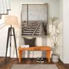 imageDeco 79 Wood Home Bench Woven Entryway Bench Bedroom Bench 45quot x 16quot x 19quot BrownBrown