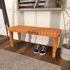 imageDeco 79 Wood Home Bench Woven Entryway Bench Bedroom Bench 45quot x 16quot x 19quot BrownBrown