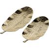 imageDeco 79 Aluminum Metal Living Room Decor Tray Leaf Ottoman Tray Set of 2 Serving Tray 27quot 18quotW SilverGold