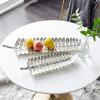 imageDeco 79 Aluminum Metal Living Room Decor Tray Leaf Ottoman Tray Set of 2 Serving Tray 27quot 18quotW SilverSilver