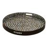 imageDeco 79 Mother of Pearl Shell Handmade Living Room Decor Tray Ottoman Tray with Slot Handles Serving Tray 24quot x 24quot x 3quot Black