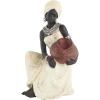 imageDeco 79 Polystone Woman Decorative Sculpture Sitting African Home Decor Statue with Red Water Pot Accent Figurine 6quot x 6quot x 10quot CreamCream