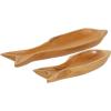 imageDeco 79 Teak Wood Fish Handmade Tray Set of 2 24quot 16quotW Brown235 x 64 x 21