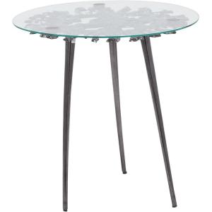 imageDeco 79 Aluminum Metal Side End Accent Table End Table with Clear Glass Top Side Table 22quot x 22quot x 22quot GoldBlack