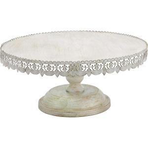 imageDeco 79 Metal Cake Stand with Lace Inspired Edge 22quot x 22quot x 10quot White22