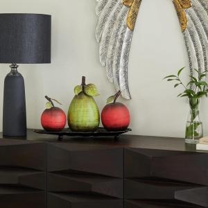 imageDeco 79 Metal Fruit Decorative Sculpture Decorative Home Decor Statue with Platter Accent Figurine 18quot x 10quot x 11quot Multi ColoredRed