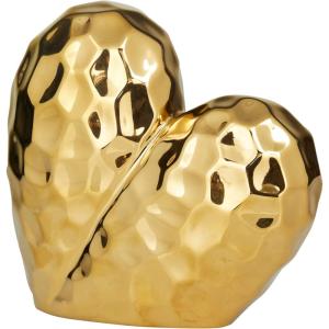 imageDeco 79 Porcelain Ceramic Heart Decorative Sculpture Dimensional Angled Origami Inspired Home Decor Statue Accent Figurine 8quot x 3quot x 8quot GoldGold