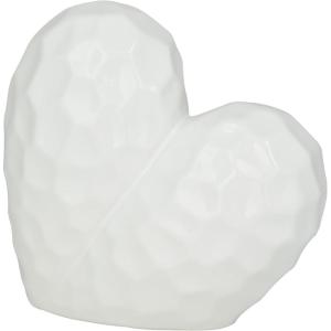 imageDeco 79 Porcelain Ceramic Heart Decorative Sculpture Dimensional Angled Origami Inspired Home Decor Statue Accent Figurine 8quot x 3quot x 8quot GoldWhite