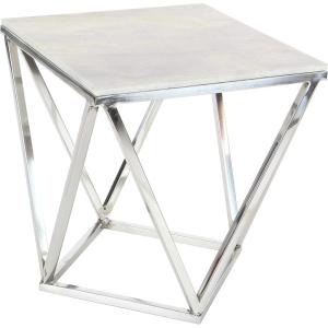 imageDeco 79 Stainless Steel Metal Side End Accent Table End Table with Marble Top Side Table 18quot x 18quot x 21quot Silver