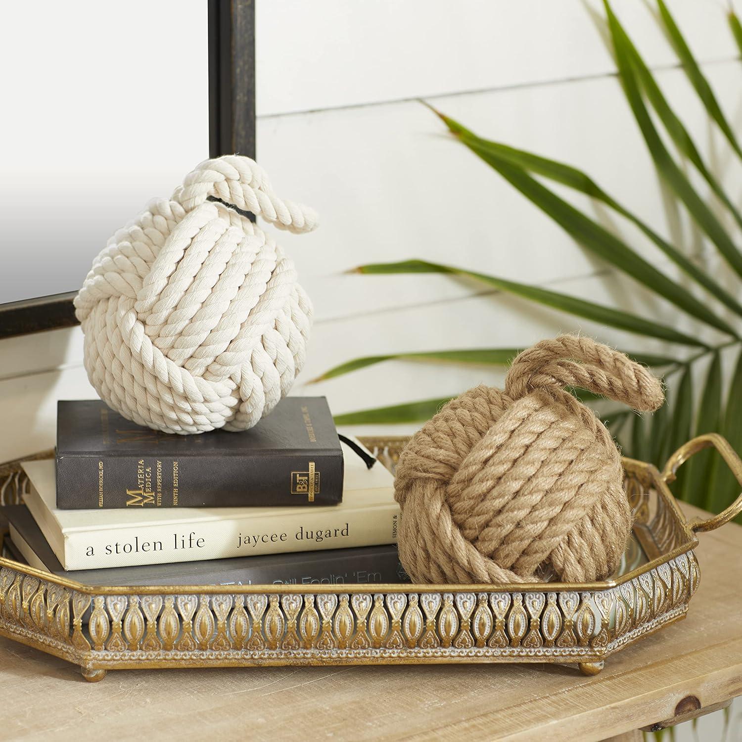 imageDeco 79 Jute Rope Knot Decorative Sculpture Home Decor Statues with Hanging Loop set of 2 Accent Figurines 7quot x 7quot x 14quot Multi ColoredMulticolor