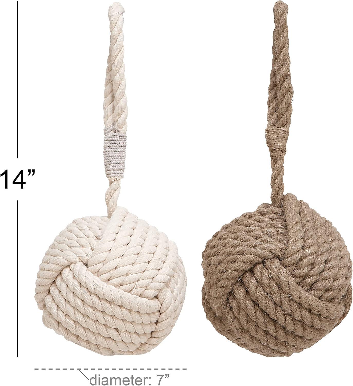 imageDeco 79 Jute Rope Knot Decorative Sculpture Home Decor Statues with Hanging Loop set of 2 Accent Figurines 7quot x 7quot x 14quot Multi ColoredMulticolor