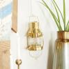 imageDeco 79 Brass Metal Indoor Outdoor Candle Lantern Decorative Lantern Candle Holder with Handle Lantern 6quot x 7quot x 9quot GoldGold