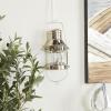 imageDeco 79 Brass Metal Indoor Outdoor Candle Lantern Decorative Lantern Candle Holder with Handle Lantern 6quot x 7quot x 9quot GoldSilver
