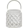 imageDeco 79 Ceramic Circles Decorative Candle Lantern with Cut Out Design 7quot x 8quot x 11quot White8 x 9 x 8