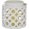 imageDeco 79 Ceramic Circles Decorative Candle Lantern with Cut Out Design 7quot x 8quot x 11quot White8 x 9 x 8