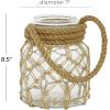 imageDeco 79 Glass Decorative Candle Lantern with Rope Handle 8quot x 7quot x 8quot ClearBrown