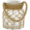 imageDeco 79 Glass Decorative Candle Lantern with Rope Handle 8quot x 7quot x 8quot ClearBrown