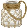 imageDeco 79 Glass Decorative Candle Lantern with Rope Handle 8quot x 7quot x 8quot ClearBrown
