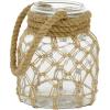 imageDeco 79 Glass Decorative Candle Lantern with Rope Handle 8quot x 7quot x 8quot ClearBrown