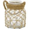 imageDeco 79 Glass Decorative Candle Lantern with Rope Handle 8quot x 7quot x 8quot ClearBrown