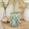 imageDeco 79 Glass Indoor Outdoor Candle Lantern Decorative Lantern Candle Holder with Rope Handle Lantern 7quot x 7quot x 18quot ClearAquamarine