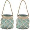 imageDeco 79 Glass Indoor Outdoor Candle Lantern Decorative Lantern Candle Holder with Rope Handle Lantern 7quot x 7quot x 18quot ClearAquamarine