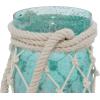 imageDeco 79 Glass Indoor Outdoor Candle Lantern Decorative Lantern Candle Holder with Rope Handle Lantern 7quot x 7quot x 18quot ClearAquamarine