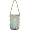 imageDeco 79 Glass Indoor Outdoor Candle Lantern Decorative Lantern Candle Holder with Rope Handle Lantern 7quot x 7quot x 18quot ClearAquamarine